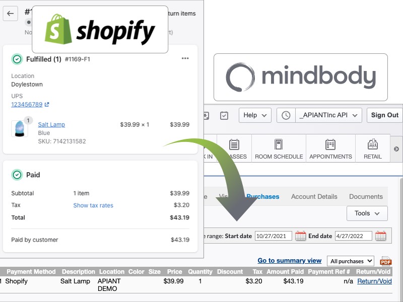 Automatic Shopify-to-Mindbody Sales
